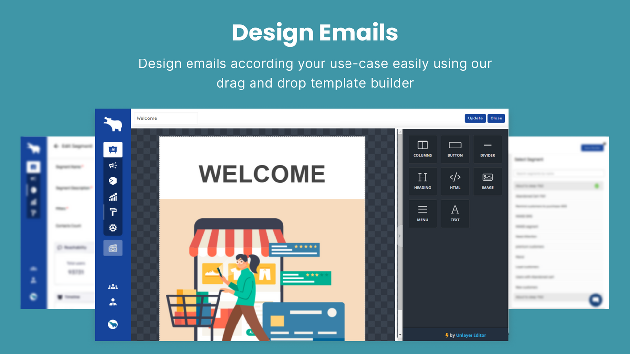 Design emails according your use-case using template builder