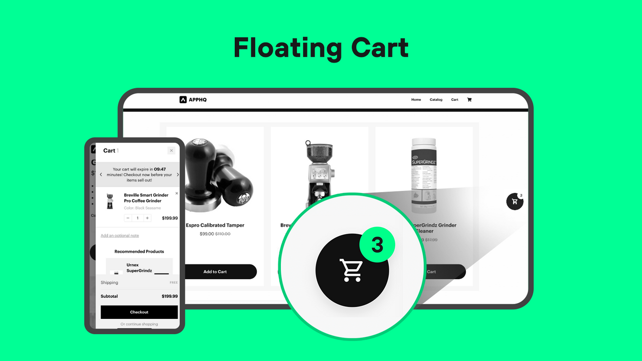 Floating Cart option to add Sticky Cart Drawer to your store