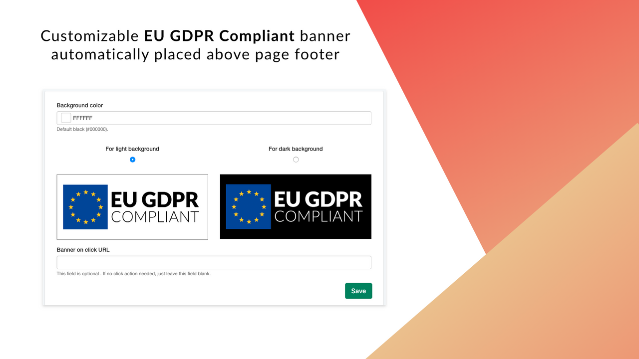 Shopify GDPR compliant banner – dark and light color schemes