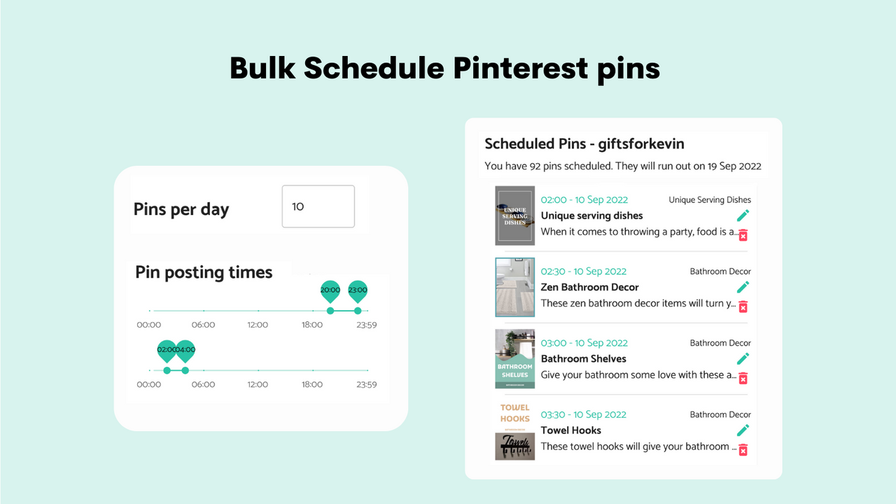 Bulk schedule Pinterest pins