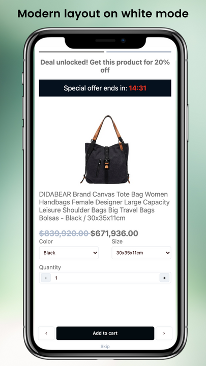 Modern layout on Mobile DoubleC upsell and cross sell