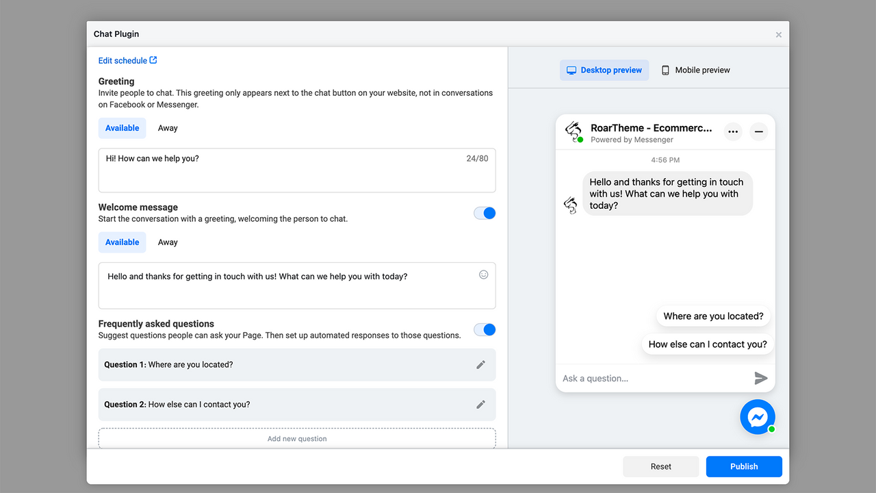 Facebook Chat, Messenger and Exit intent