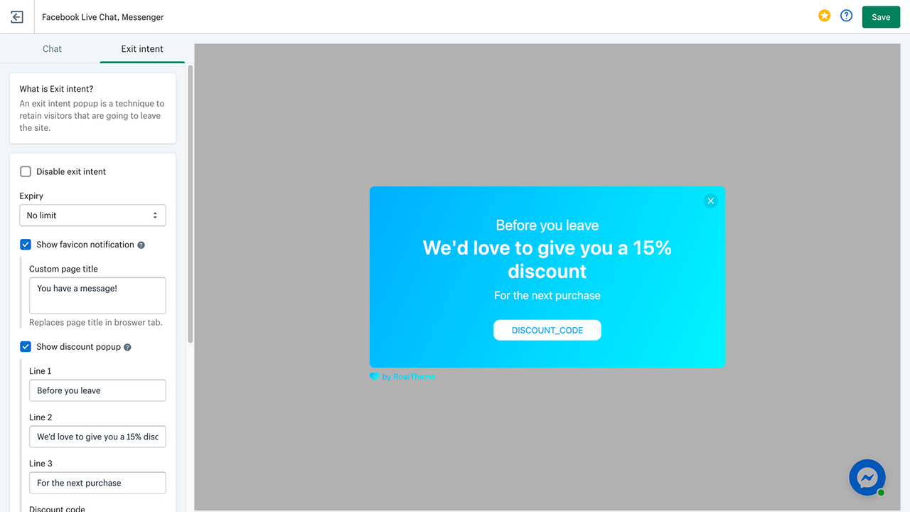 Facebook Chat, Messenger and Exit intent