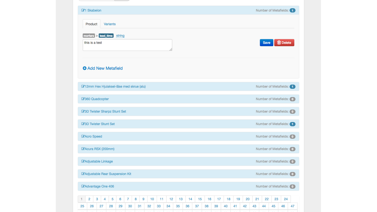 Metafield listings