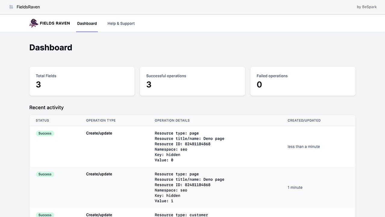 Dashboard / Recent activity