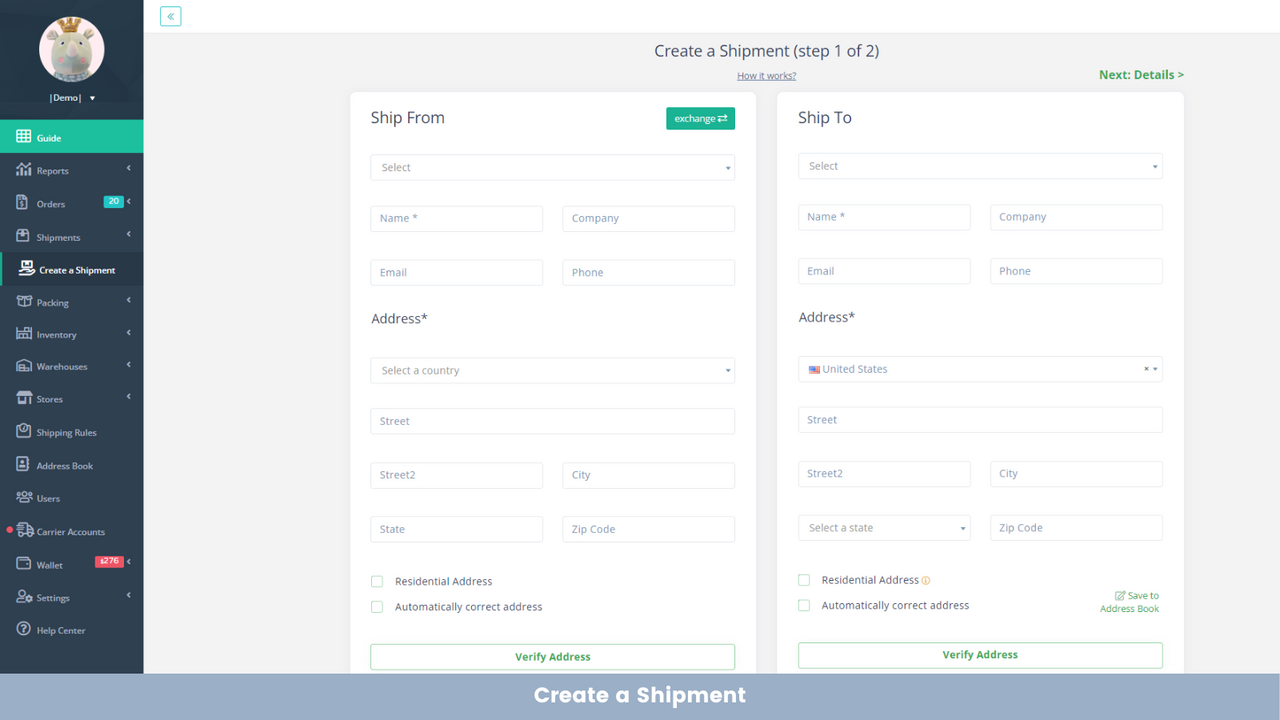 ShipSaving - Create a Single Shipment