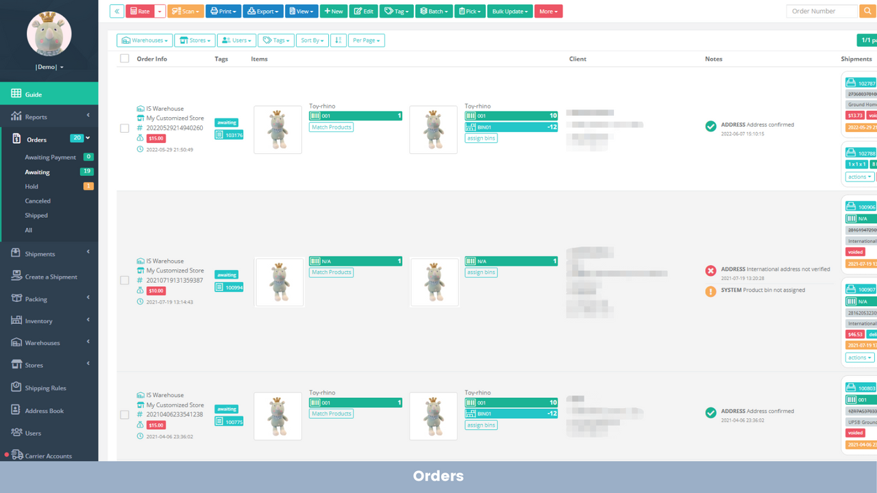 ShipSaving - Orders List