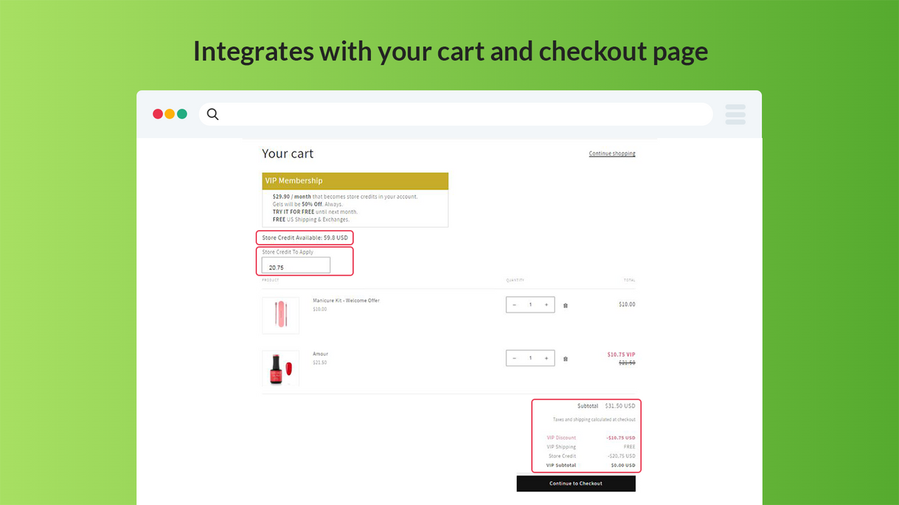 Membership shopping cart