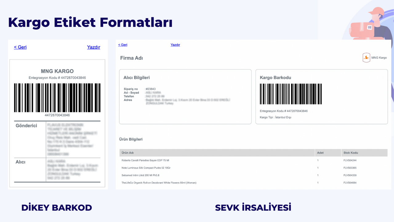 Shopify MNG Kargo Entegrasyon Kargo Etiket Formatları