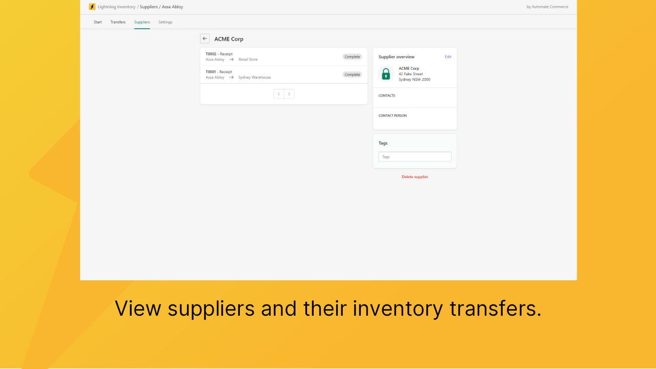 Lightning inventory - supplier view