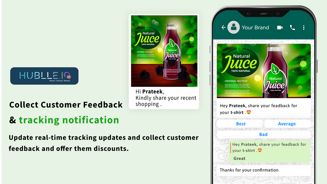 Collect Customer Feedback & send real-time tracking notification