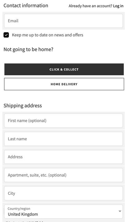 Click & Collect launch toggle