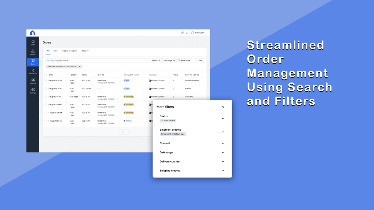 Streamlined Order Management Using Search and Filters