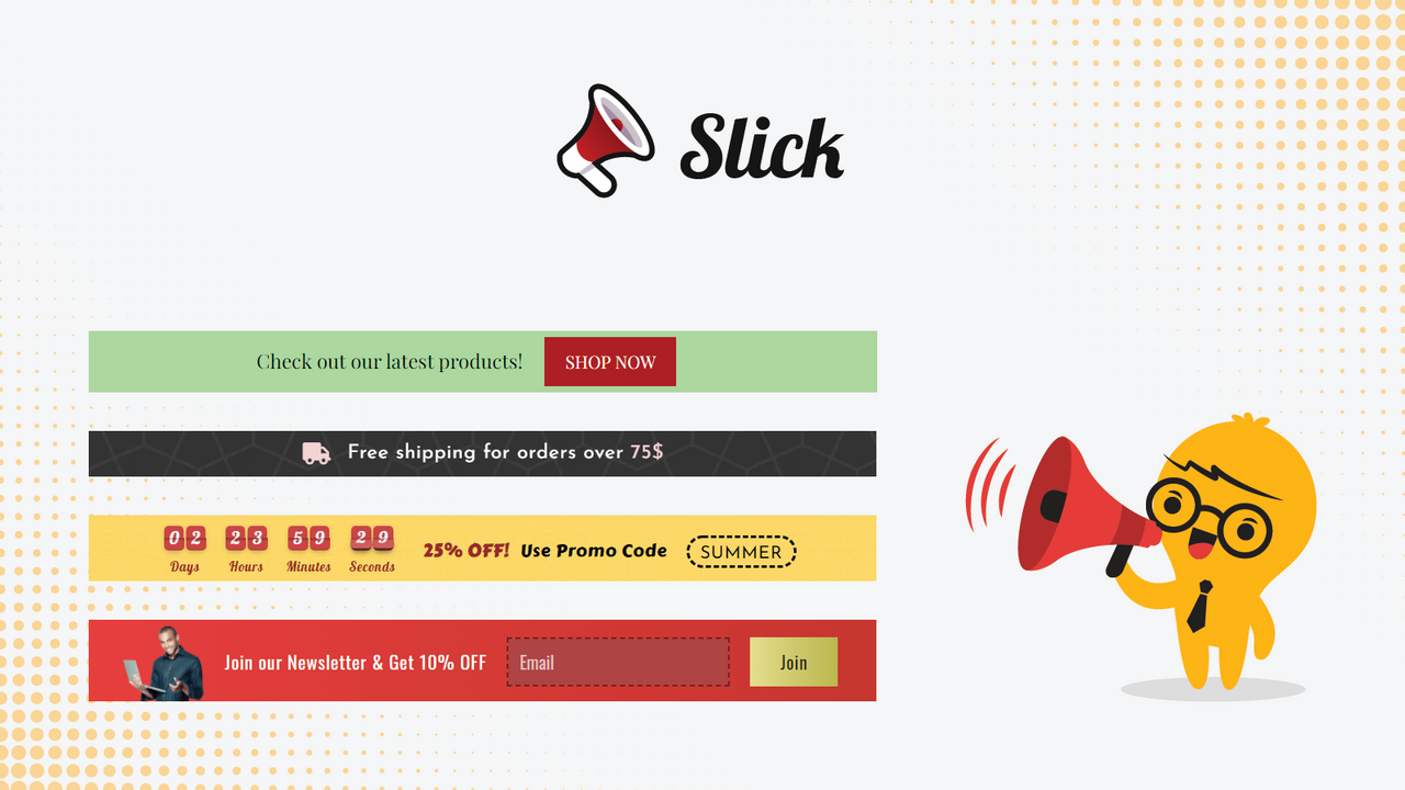 Slick ‑ Multi Announcement Bar
