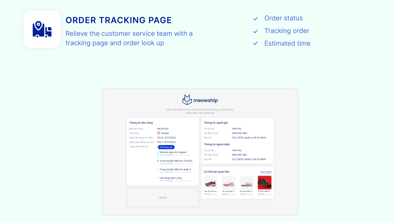 Order tracking page