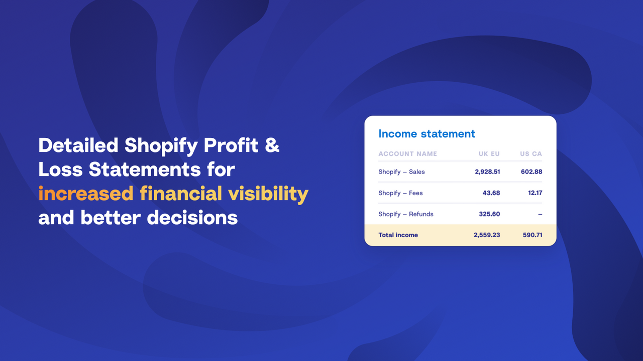 Increases the detail of your Shopify Profit & Loss Statement