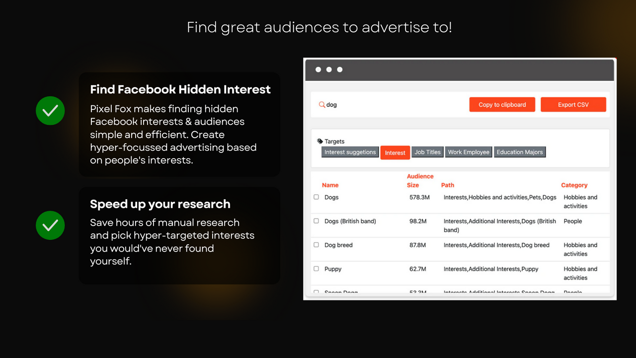 Facebook audience insight and interest finder