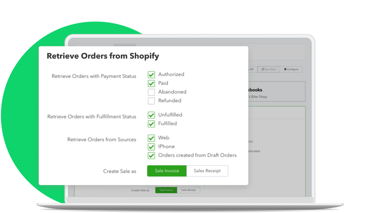 Orders from your store become invoices or receipts on QuickBooks