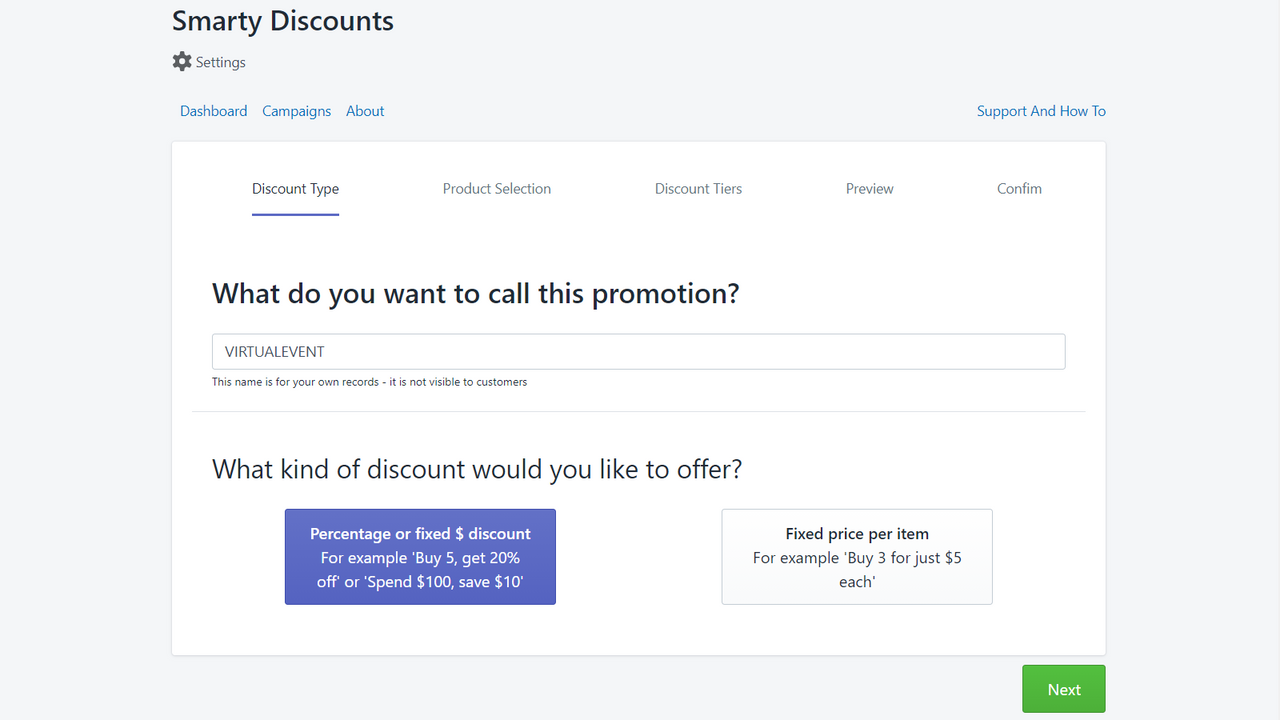 Super simple discount campaign builder