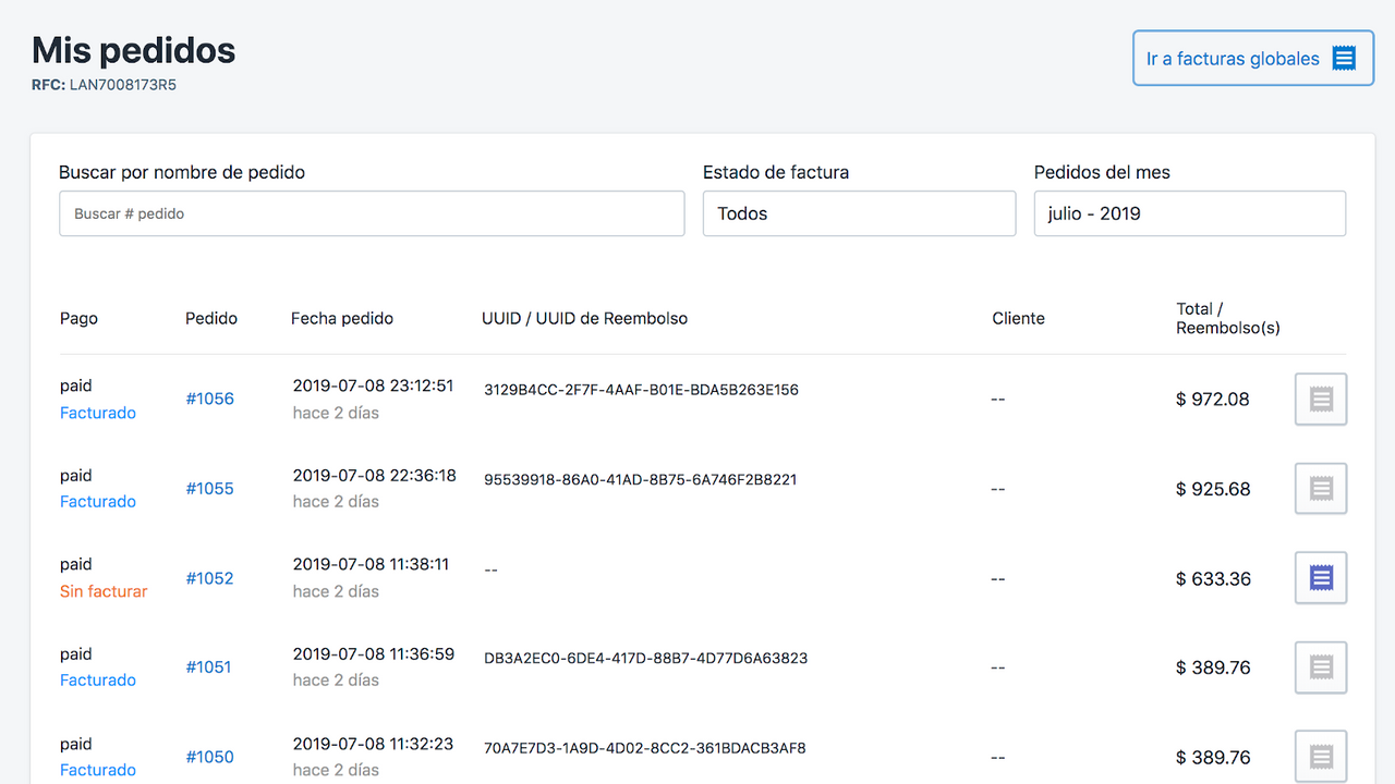 Orders associated with Invoices