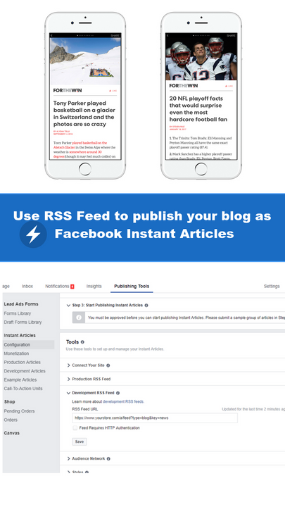 Use RSS Feed to publish your blog as Facebook Instant Articles