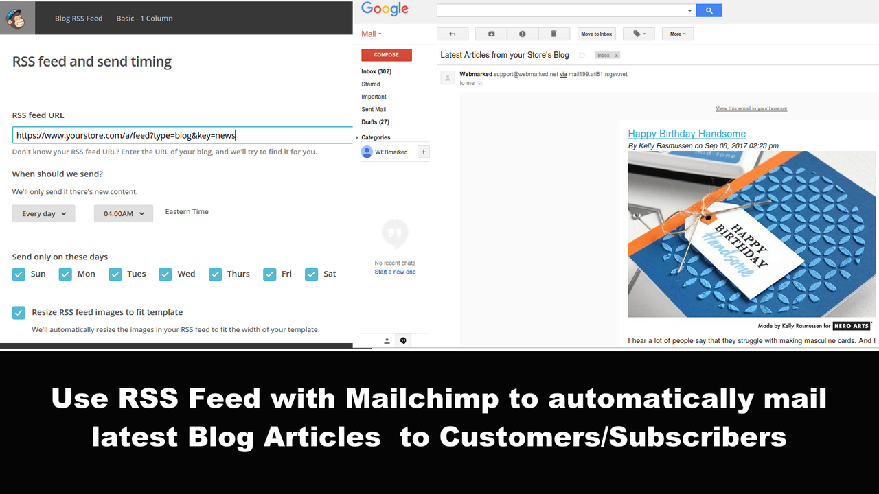 Use RSS Feed to automatically mail blog articles to subscribers