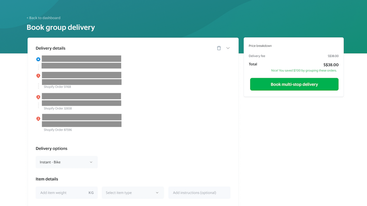 Check delivery details before confirming booking