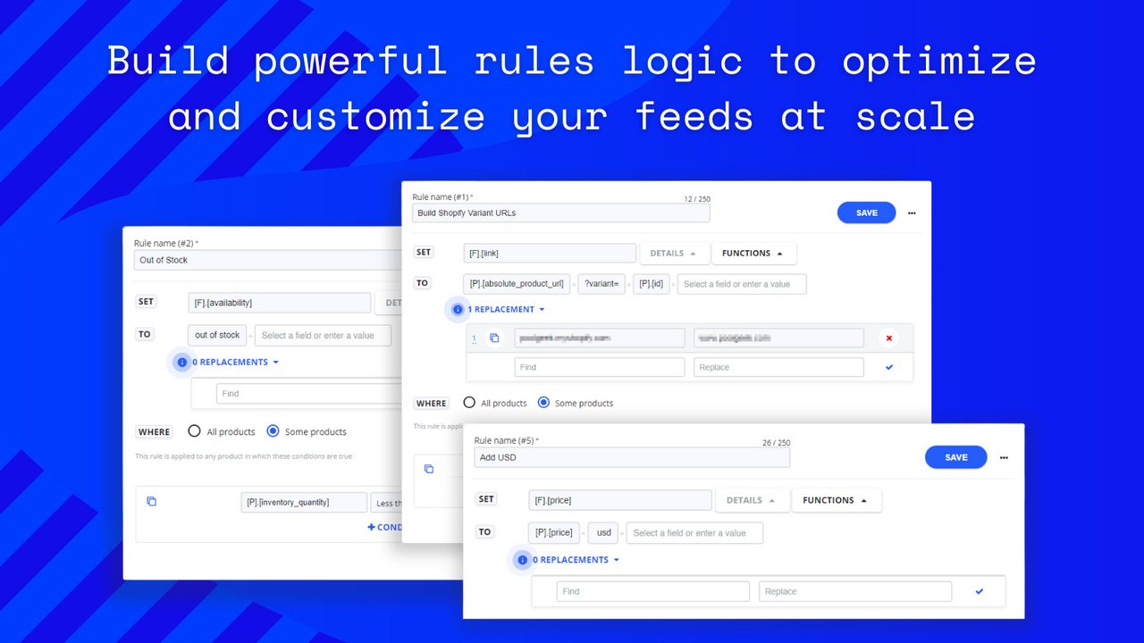 Build powerful rules logic to optimize and customize your feeds