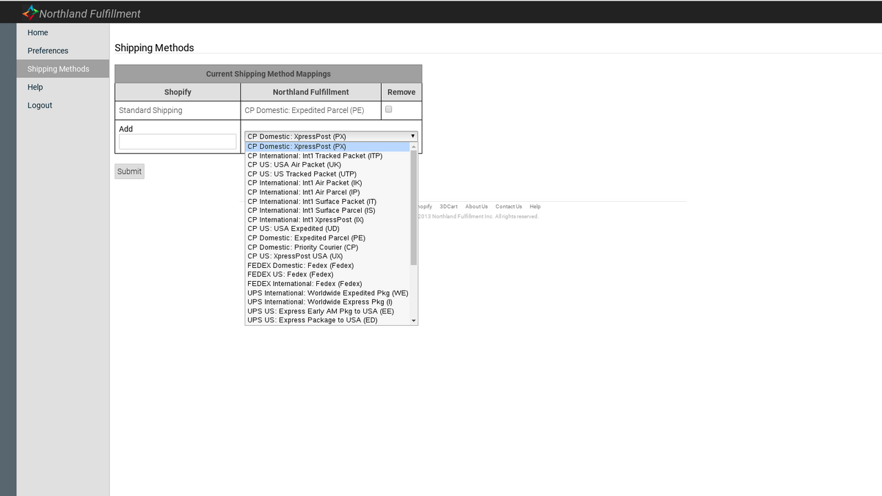 Shipping Method Mapping