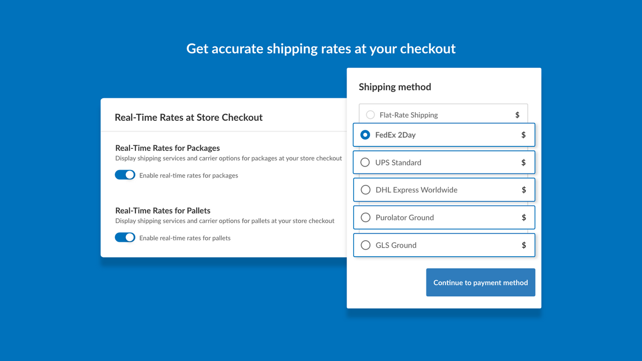 Get accurate shipping rates at your checkout