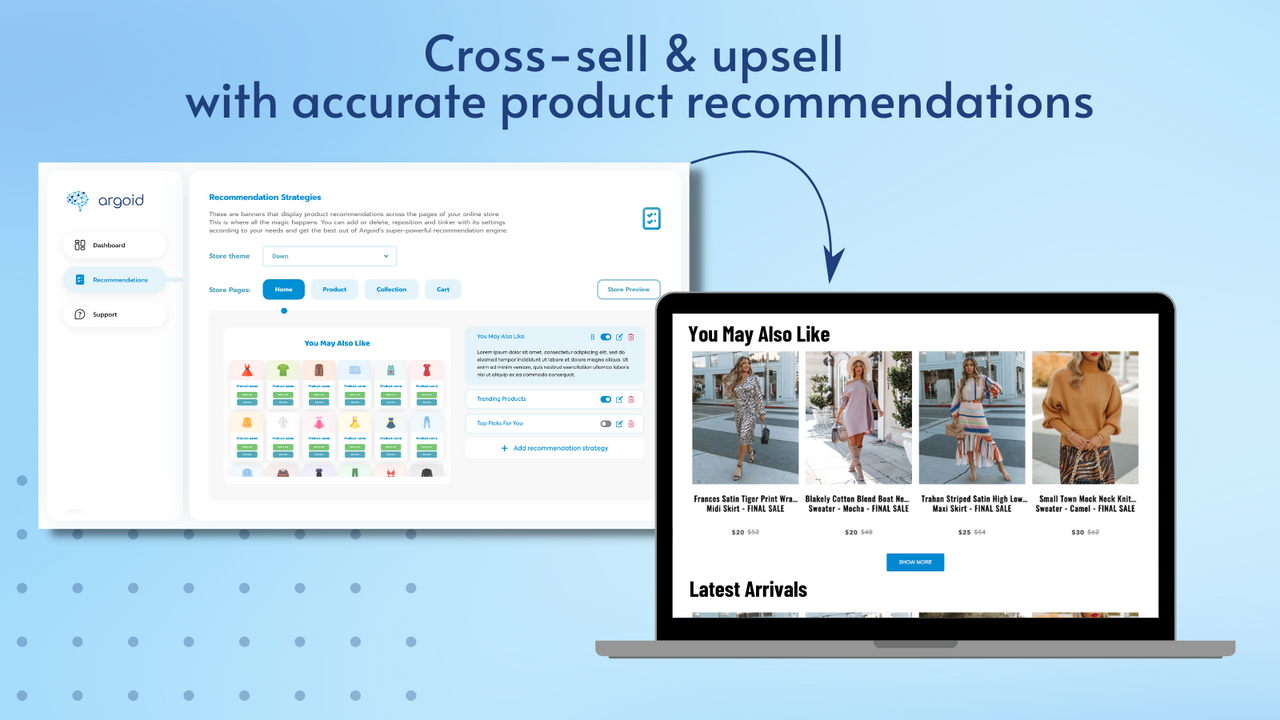 Cross-sell & upsell product recommendations