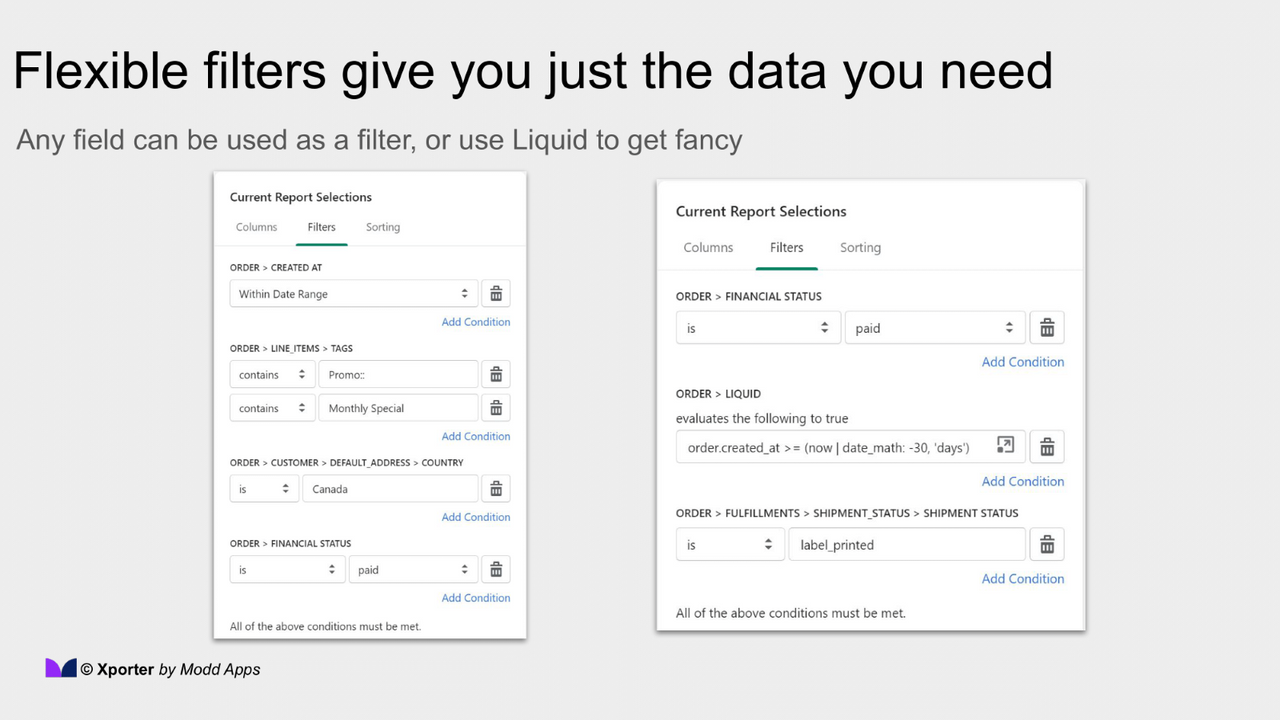 Filter using any fields to get the right data