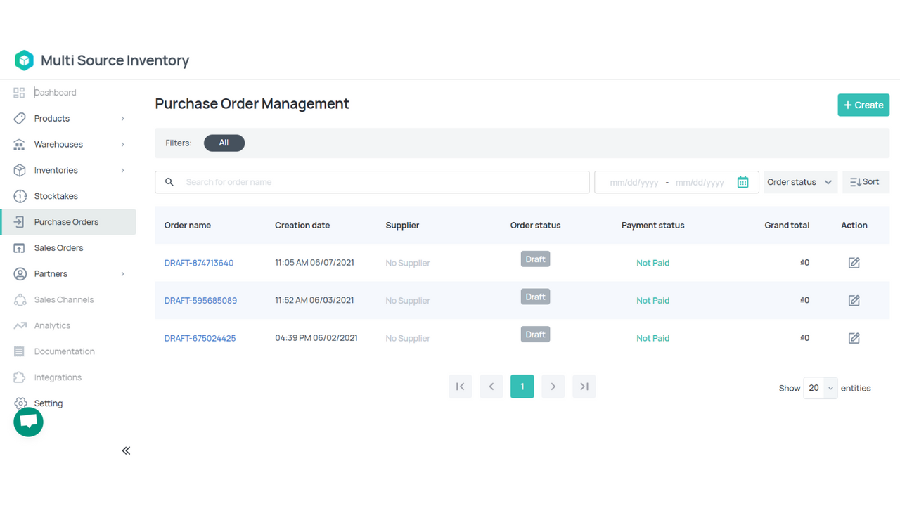 Purchase orders management