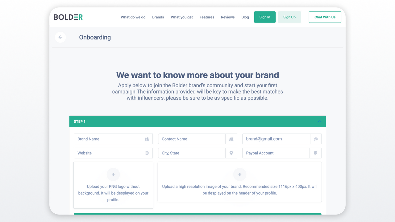 Onboarding brand