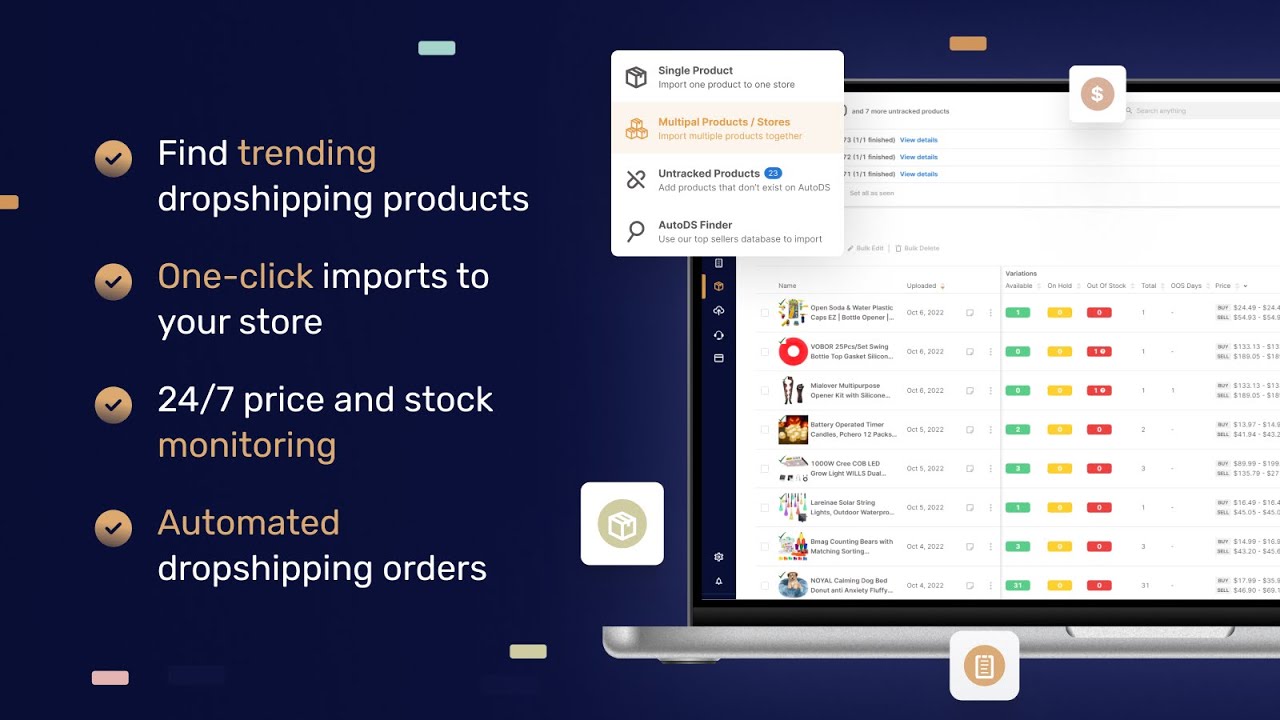 Automate dropshipping processes with 99+ suppliers for efficient order fulfillment.