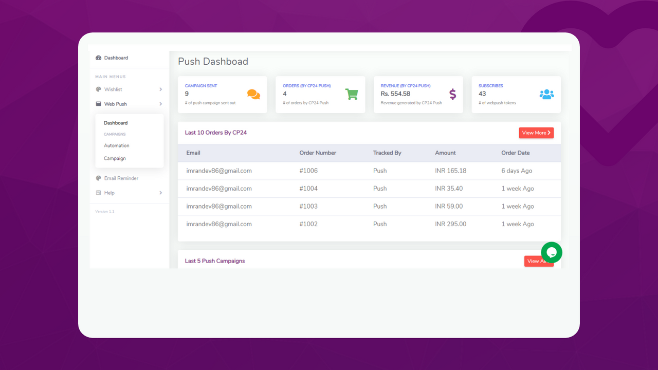 Web Push Dashboard