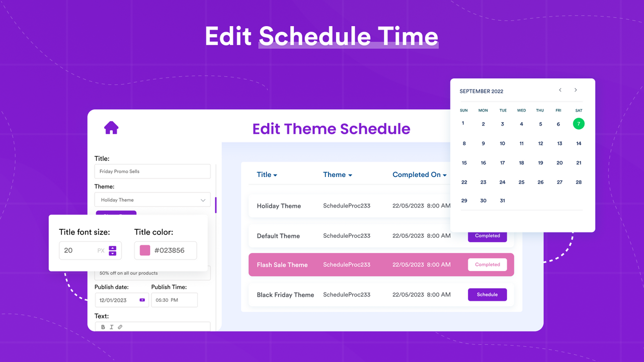 Edit Scheduled Theme Publishing