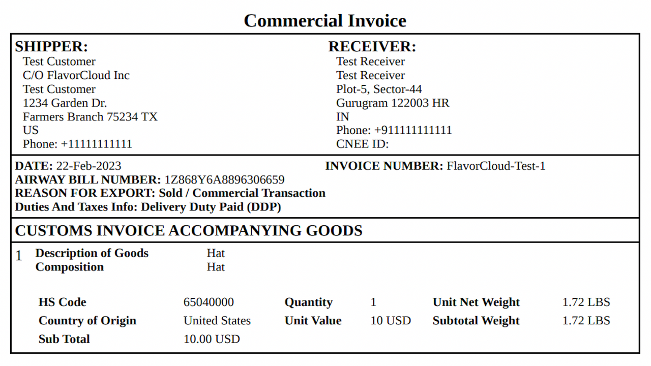 Commercial Invoice