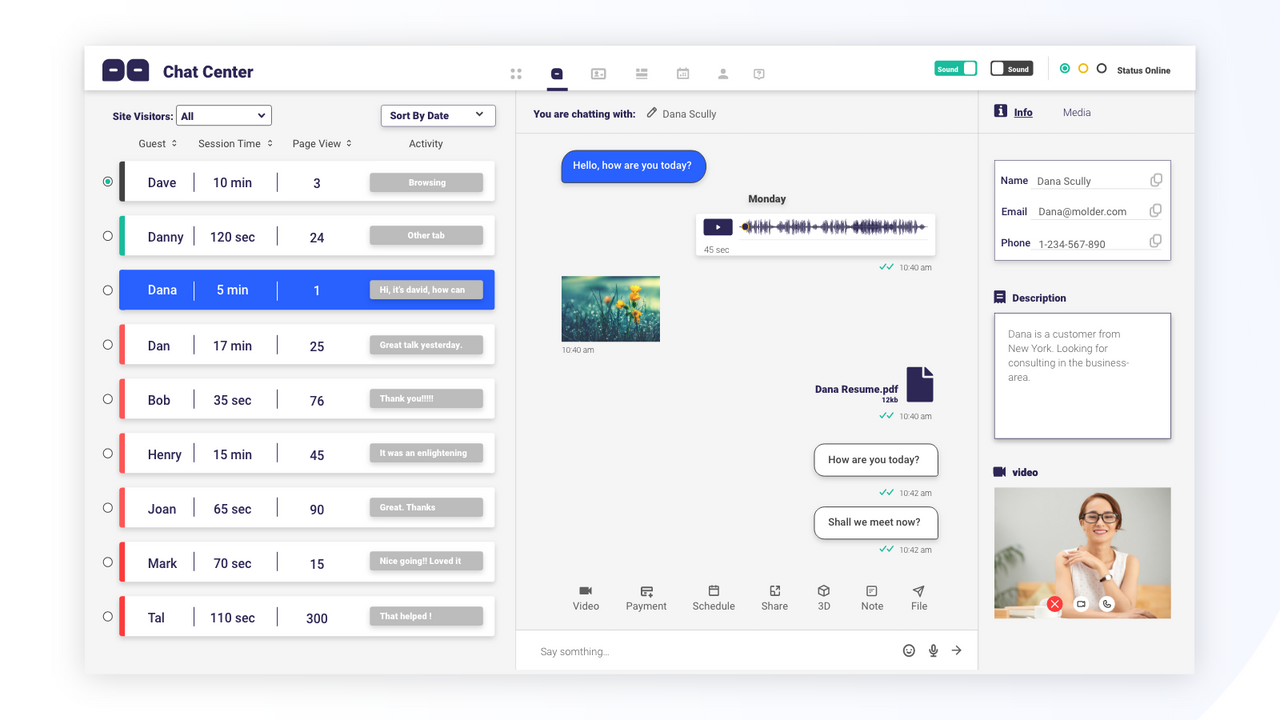 Live text chat and real-time gestures