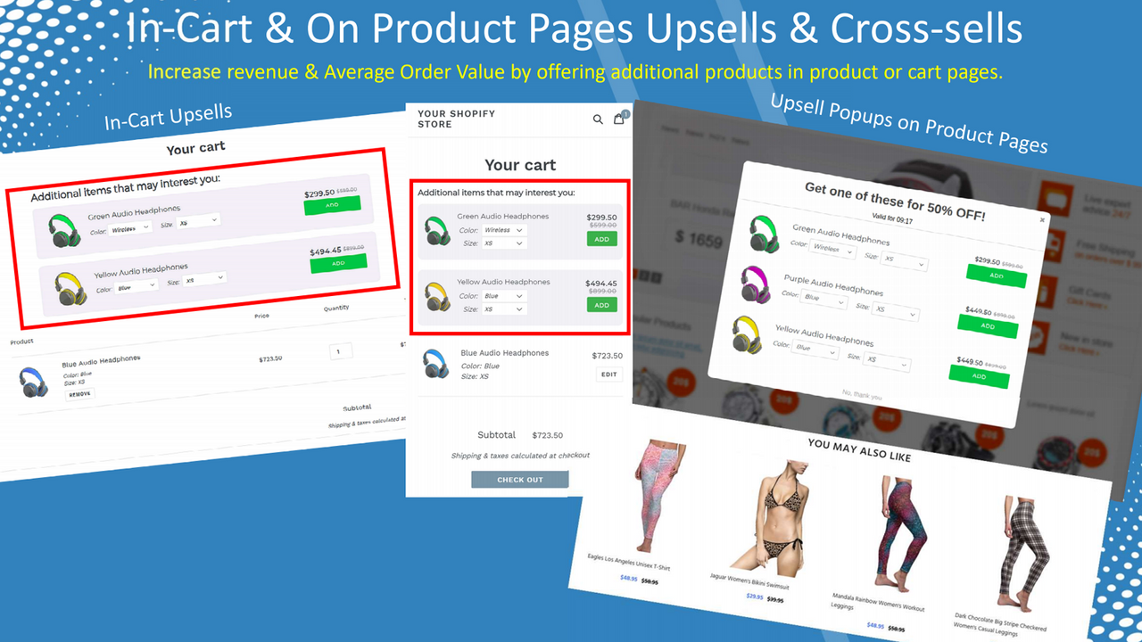 In Cart & On Product Pages Upsells & Cross-sells