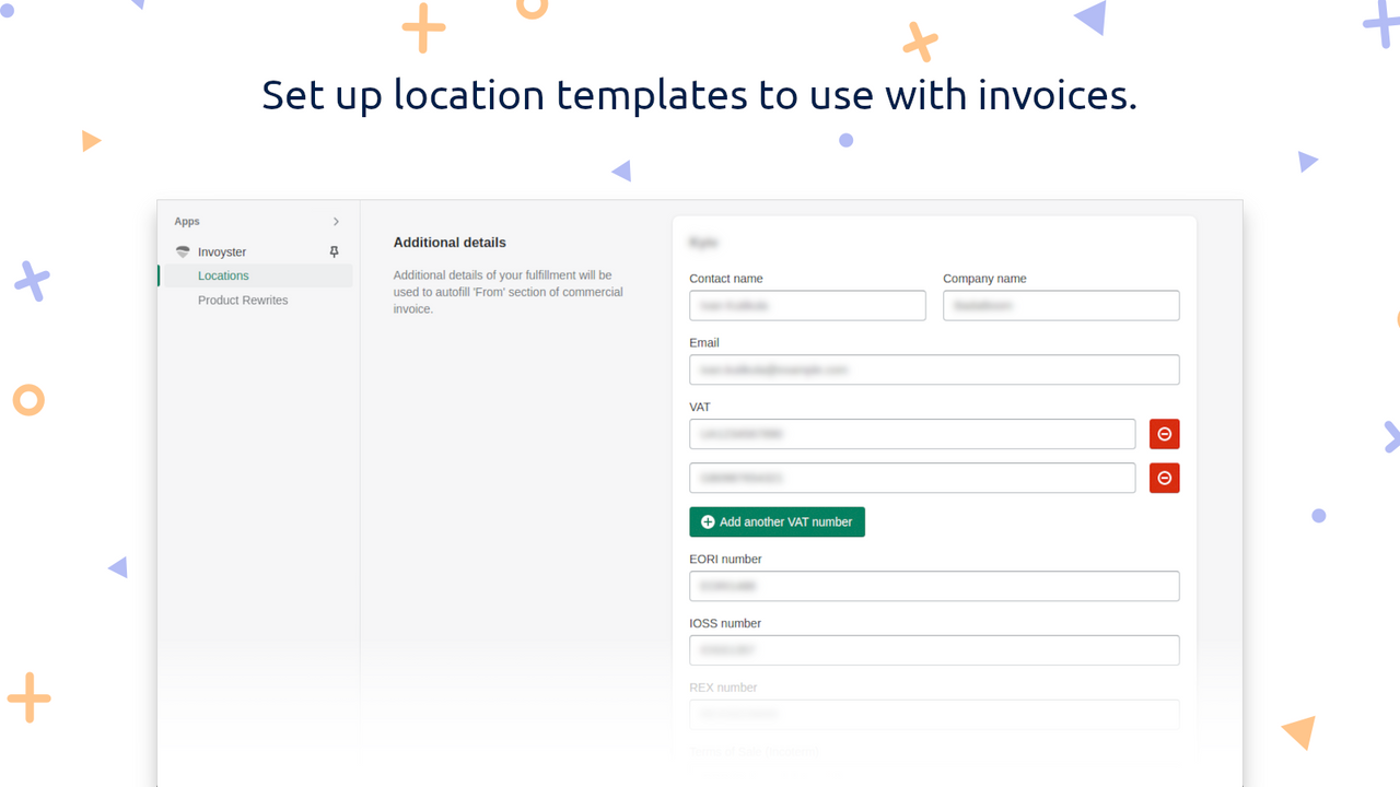 Set up location templates to use with invoices