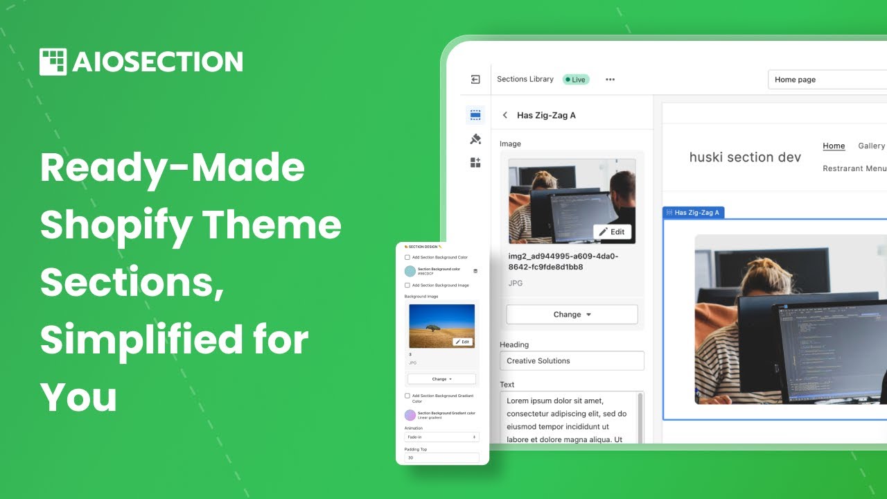 Easily add sections and landing pages to enhance your Shopify theme.