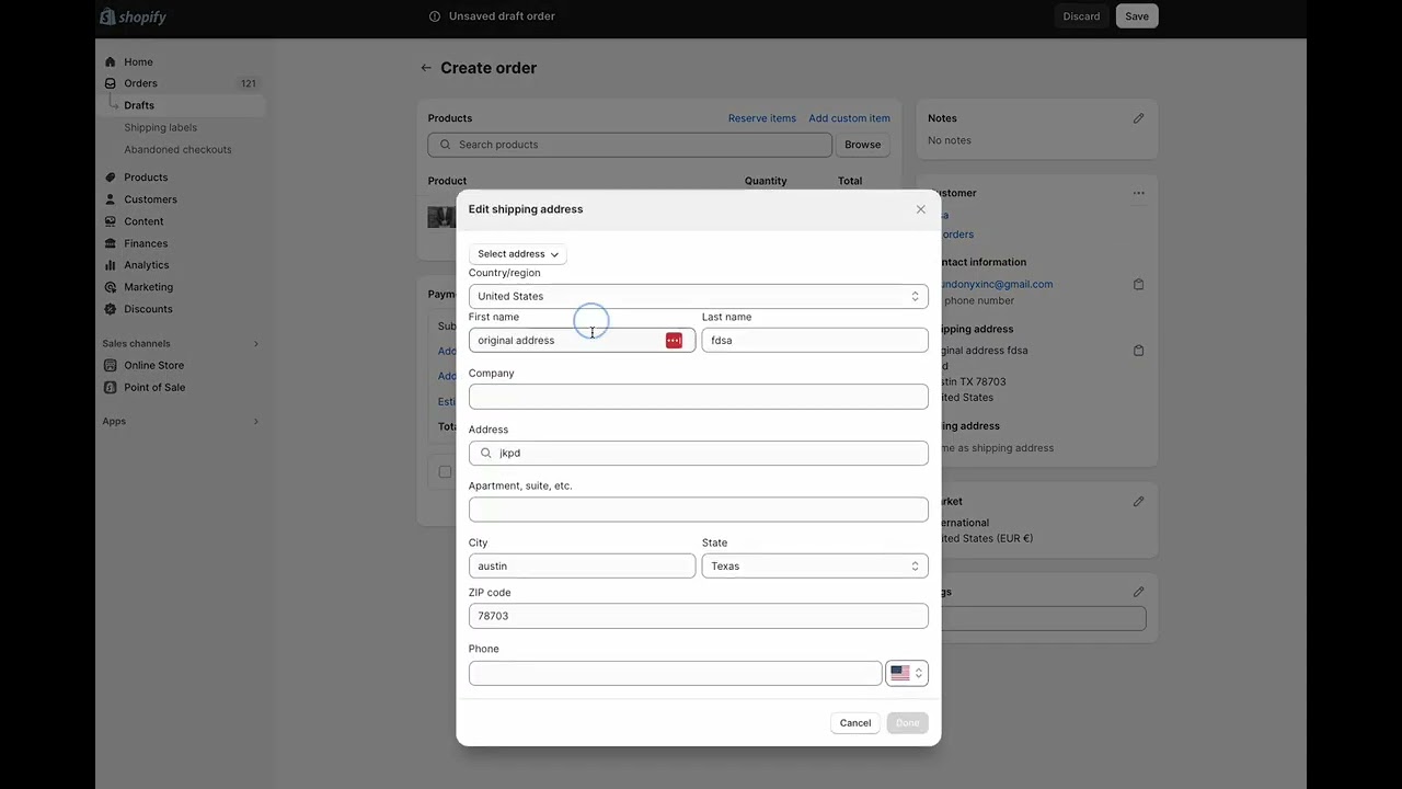 Prevent unwanted changes to customers' default Shopify address caused by order submissions.