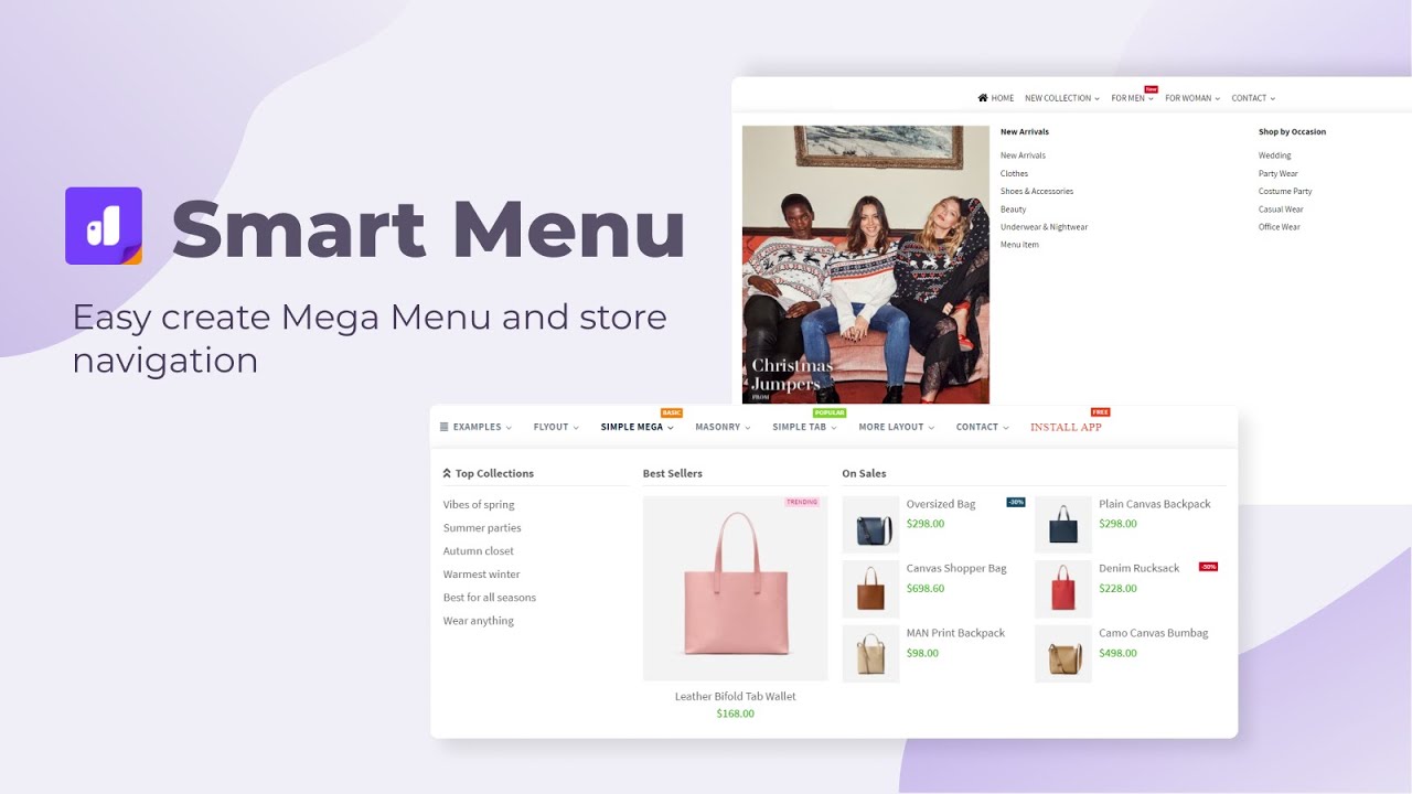 Enhance store design and boost sales with an easy-to-use mega menu builder.