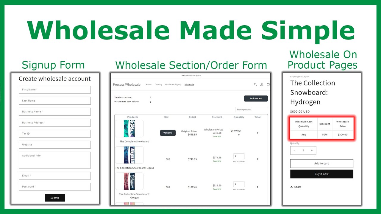 Offer B2B pricing with custom wholesale discounts for increased sales efficiency.