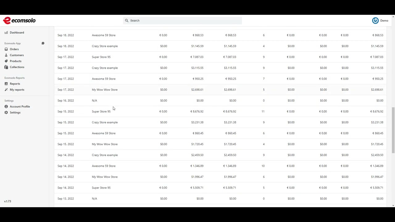 Connect multiple Shopify stores, automate and share reports, and create custom exports with Ecomsolo MultiStore Reports.