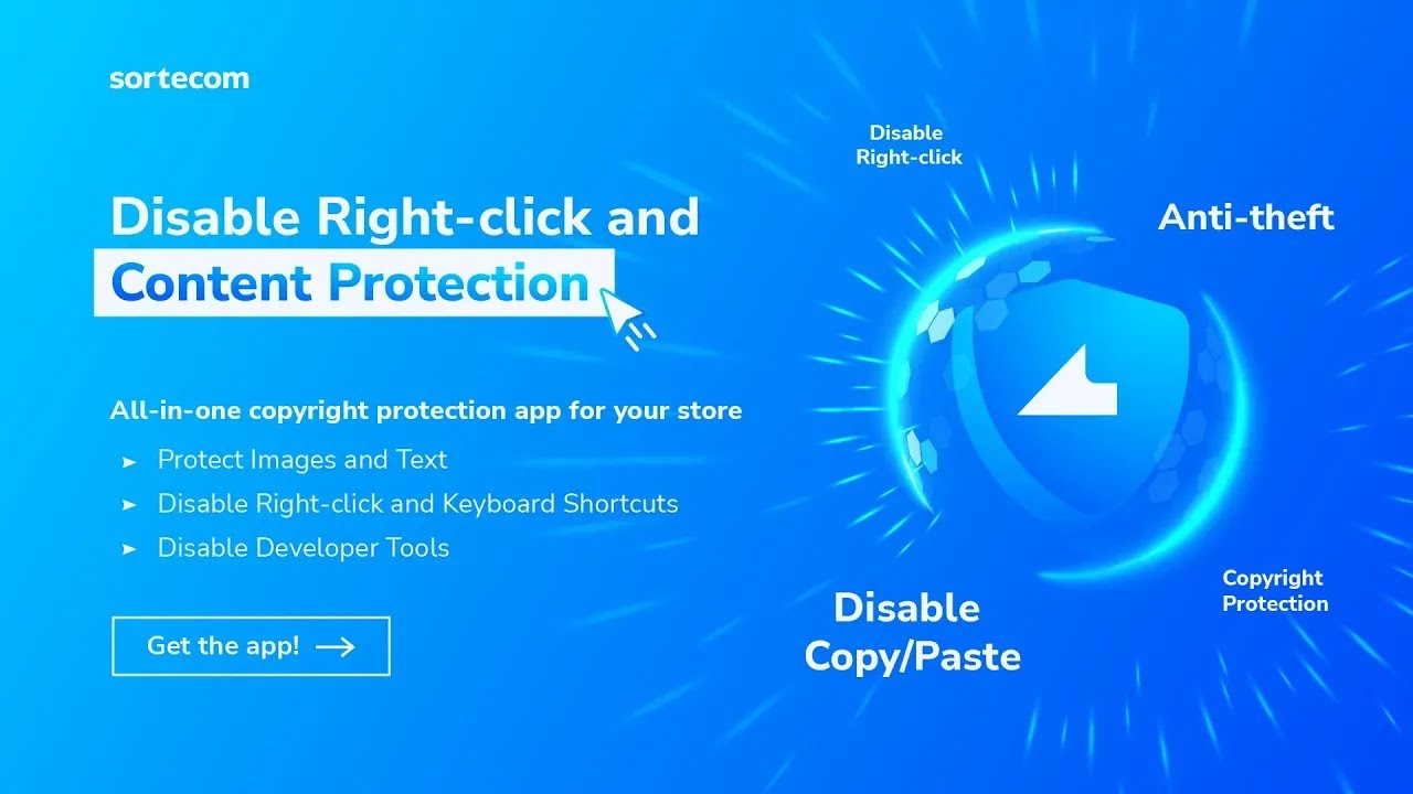 Protect your store's content, images, and text with Disable Right Click AntiTheft.