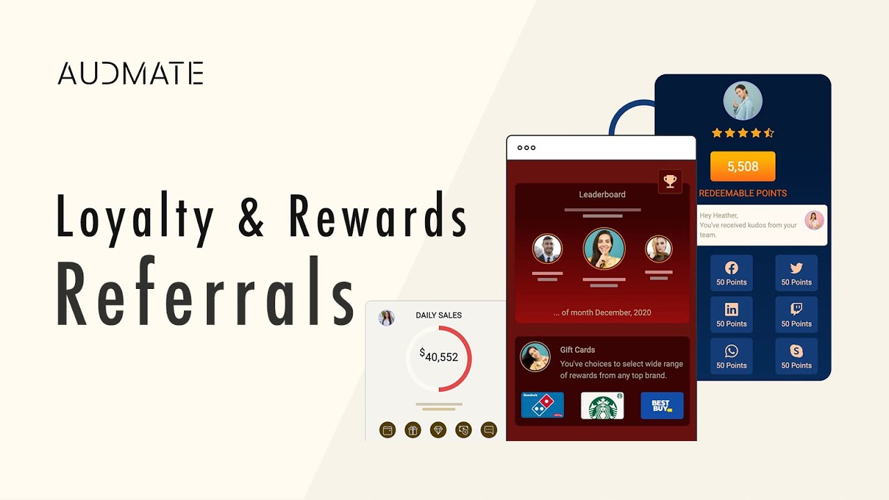 Boost customer loyalty, engagement, and sales with Audmate's loyalty, rewards, and referral program for Shopify.