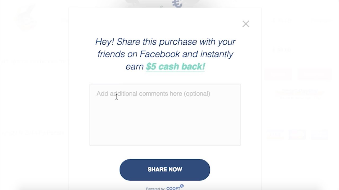 Increase customer referrals with post-purchase Facebook sharing discounts.