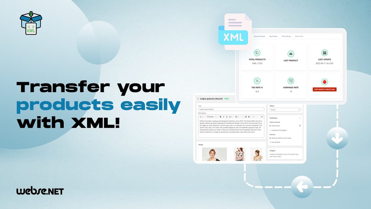 Import all products from your XML connection to Shopify quickly and seamlessly.